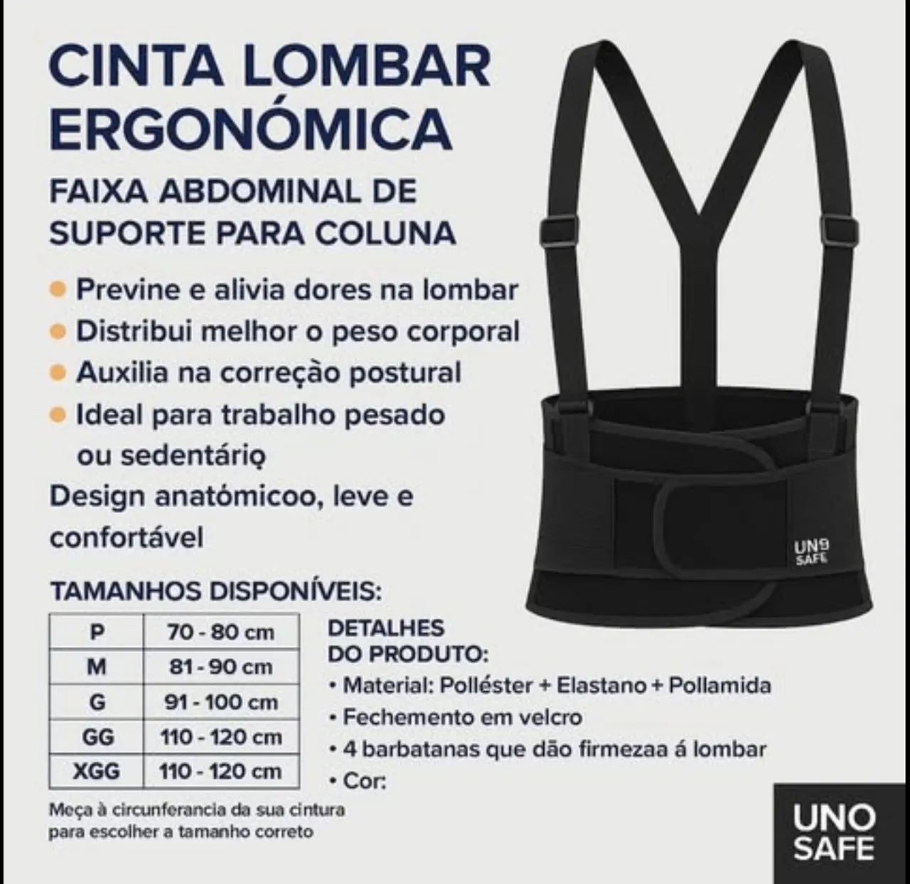 Cinta Lombar Faixa Abdominal Colete Lombar  P/ Coluna - Foto 4