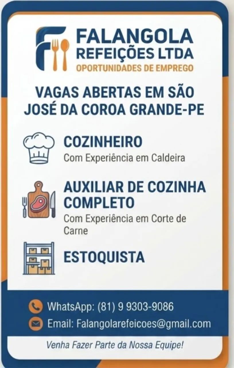 VAGAS COZINHA INDUSTRIAL 