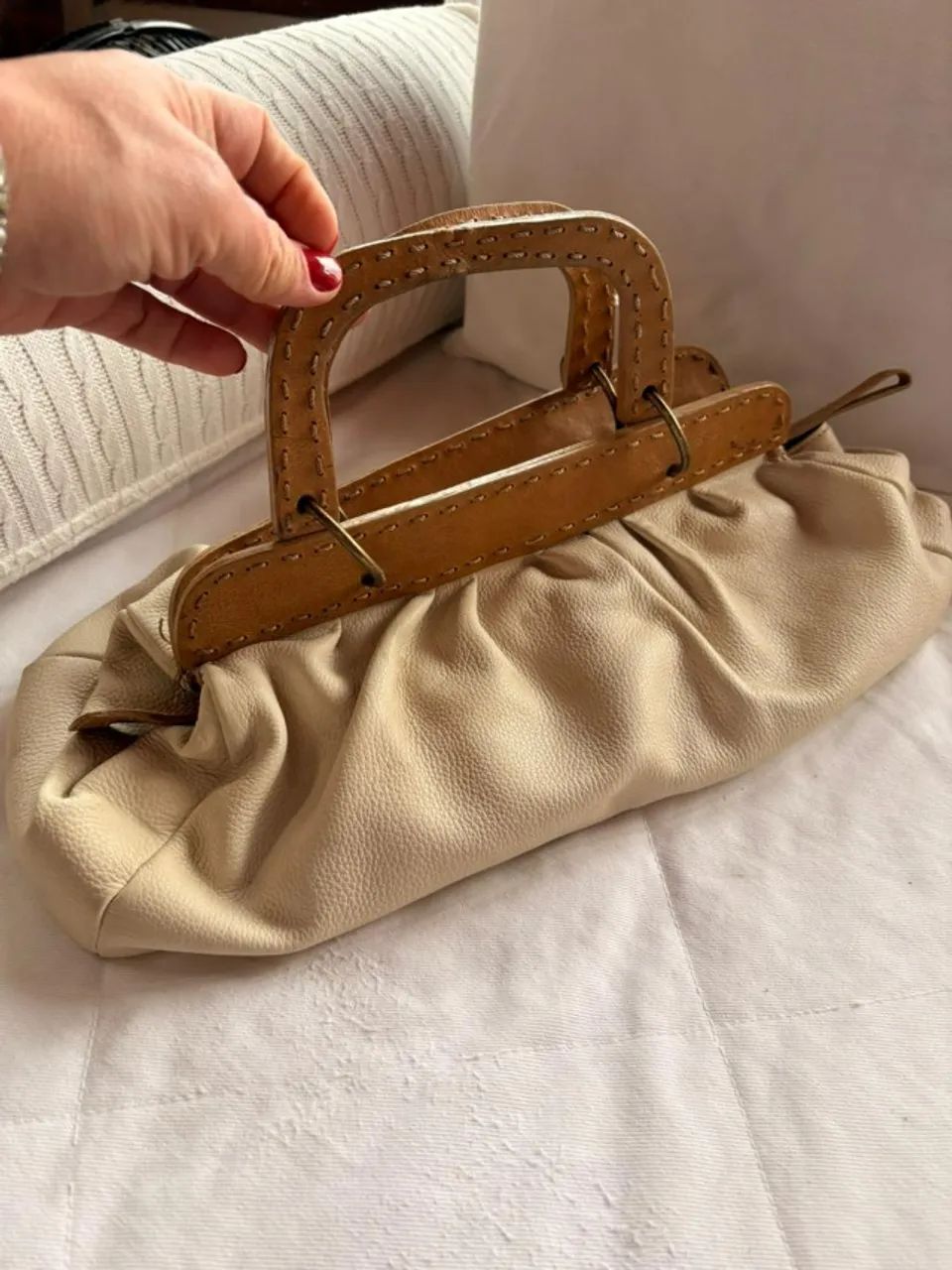 Bolsa Corello bege e nude couro