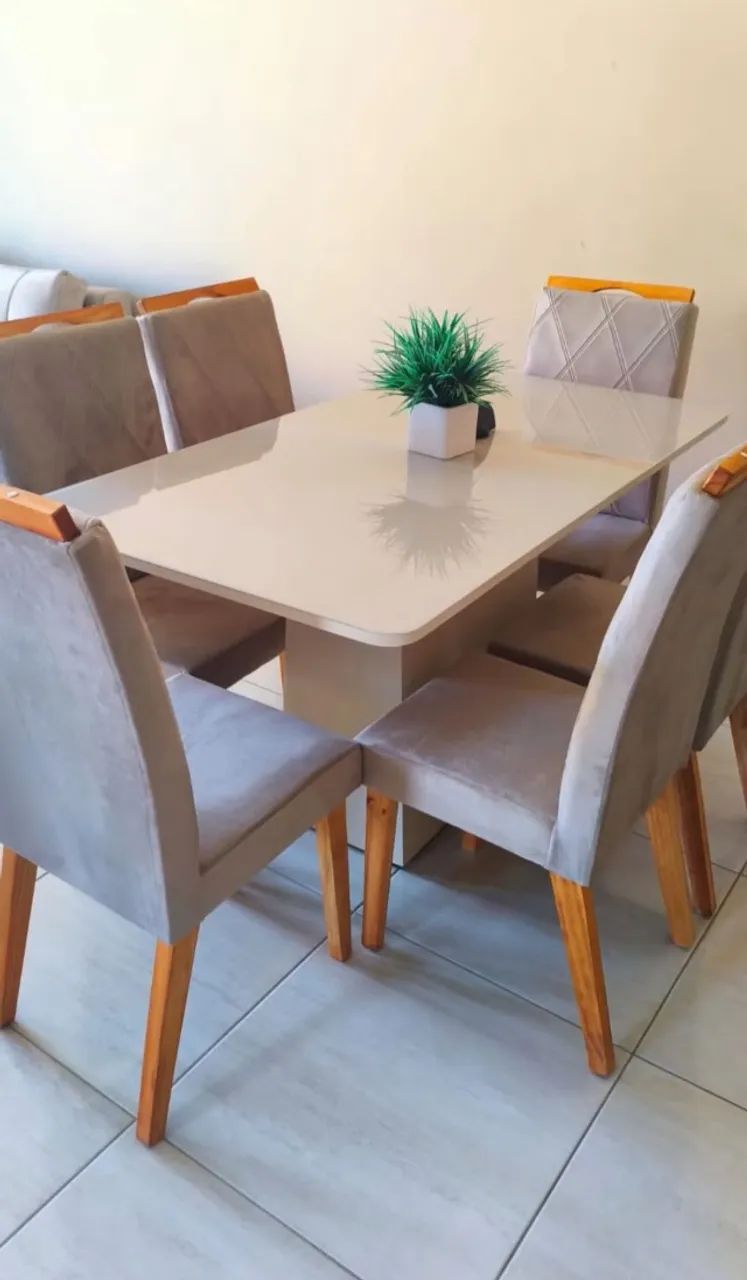 Mesa de jantar Mdf 6 cadeiras 