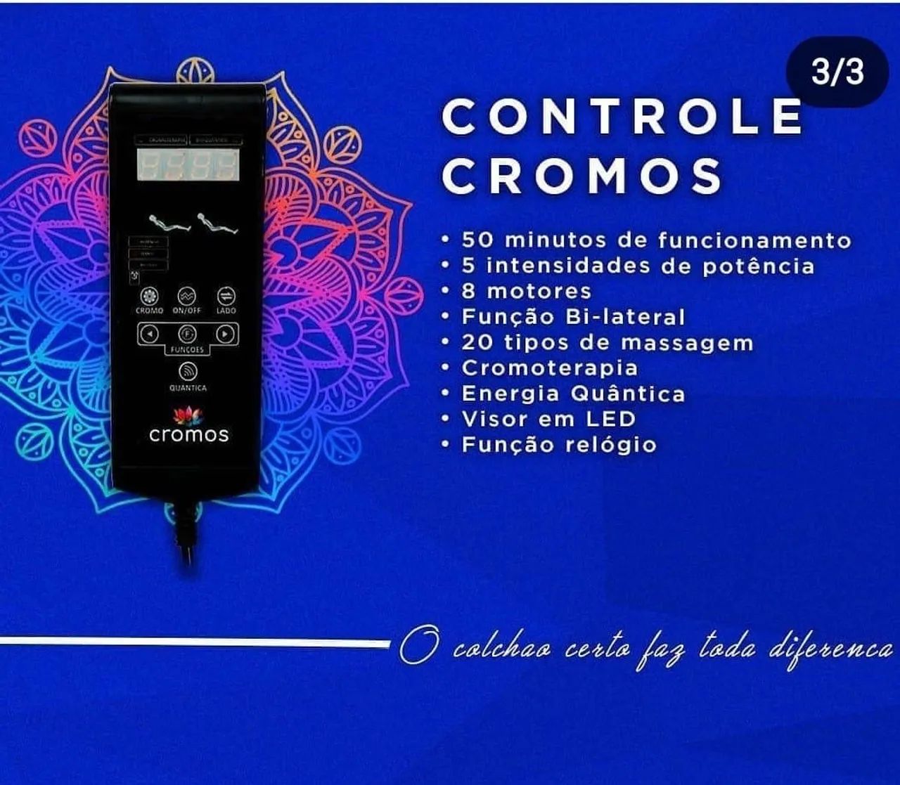 Cama Casal Massageadora Magnética | Colchão Cromos Premium Suede Plus Cinza + Base - Foto 2