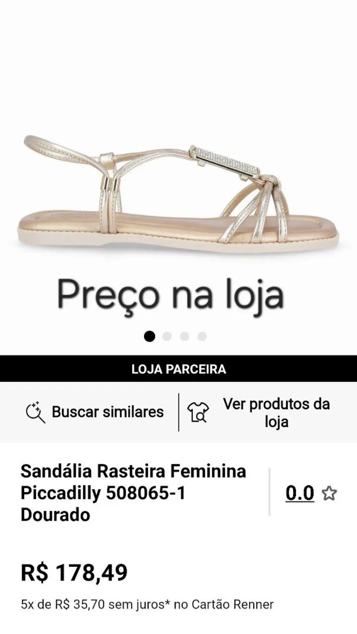 Rasteirinha Gabi Ouro Piccadilly