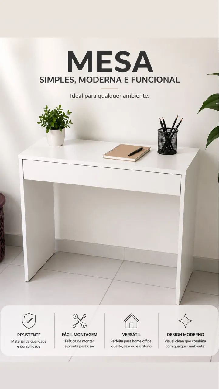 Mesa nova em mdf com gaveta 