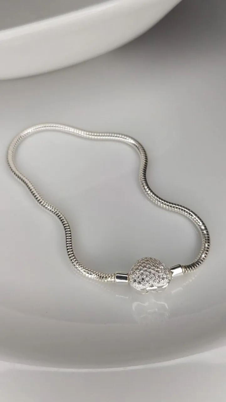 Prata 925 garantia permanente, pulseira Pandora 