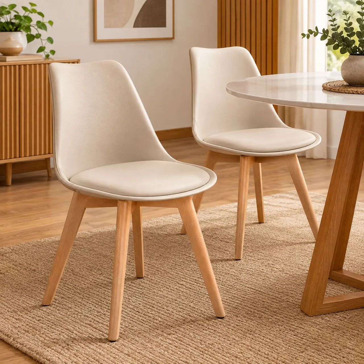 Kit com 2 Cadeiras Eames Wood Leda Design - Cor Nude - Foto 2