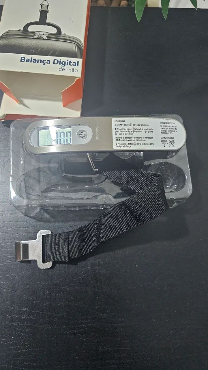 Balança De Mão Digital Para Viagem Aço Inox Até 50kg Geonav - Foto 3