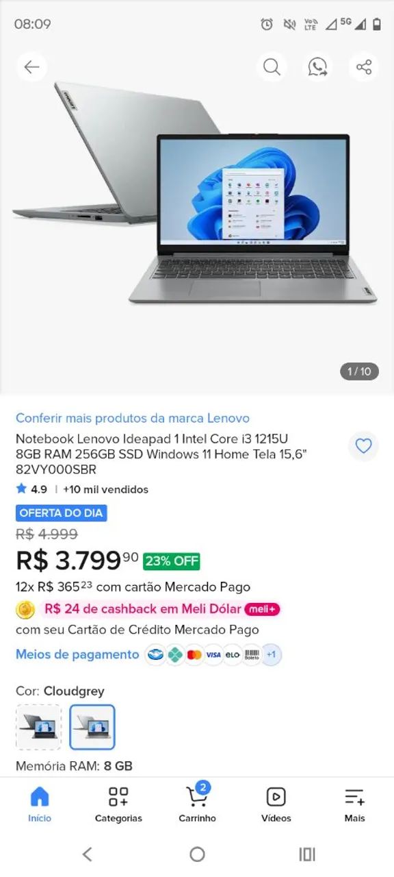 Notebook Lenovo ideapad I3 SSD 256 GB e 8 RAM - Foto 4