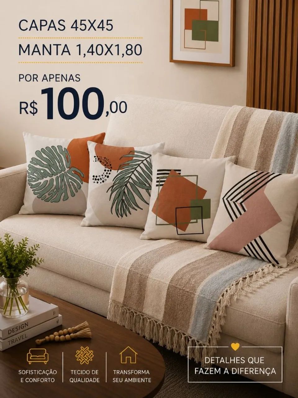 Kit de almofadas e manta - Promoção  - Foto 2