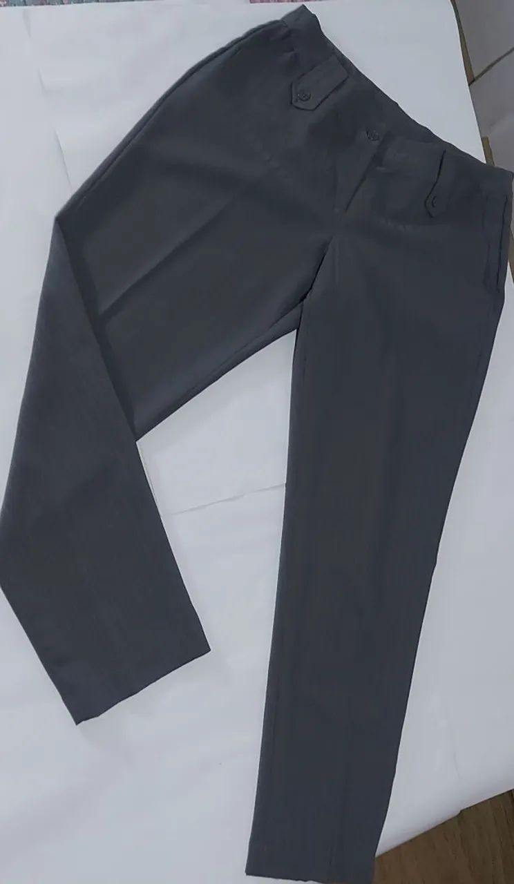 Conjunto Cakca e Blusa risca de giz cinza, gola, botões  - Foto 4
