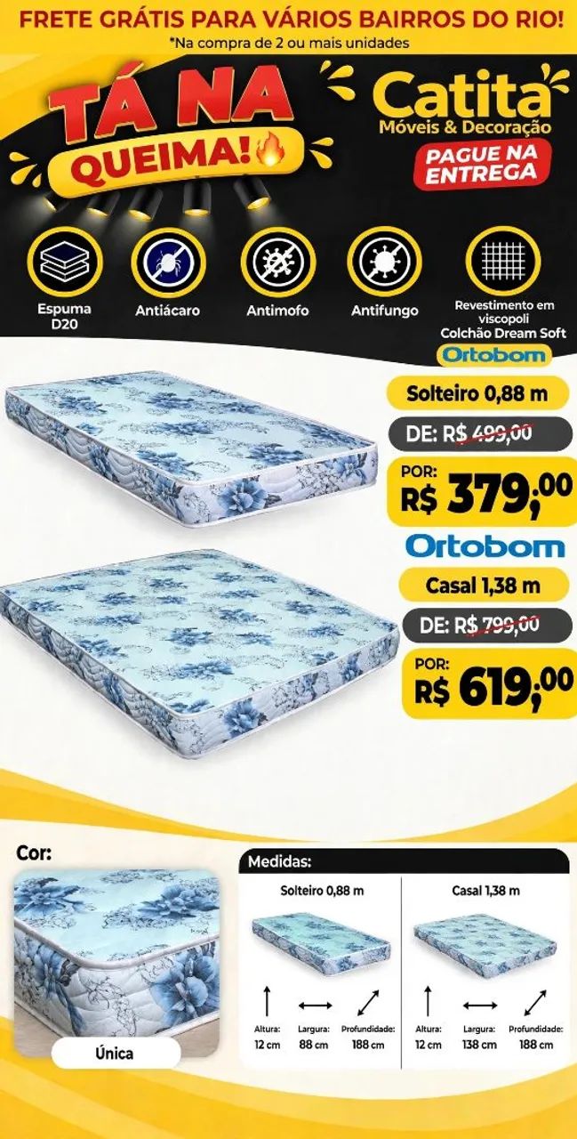 Colchões ORTOBOM com FRETE GRÁTIS: TÁ na Queima!!