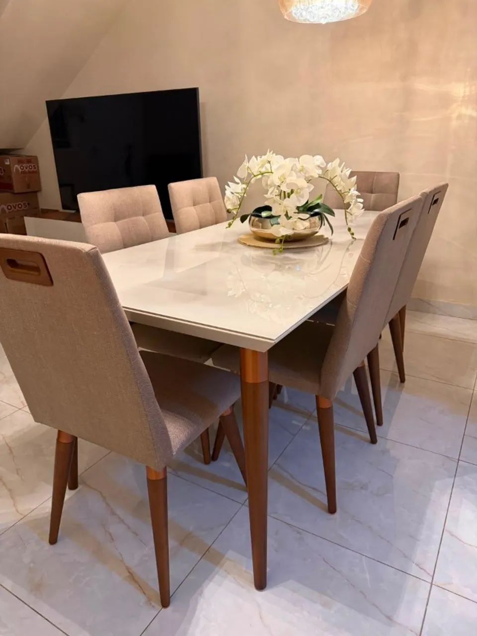 Mesa de jantar off white 1,80 x 77 x 90 cm - Foto 2