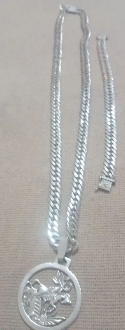 CORRENTE DE PRATA 10MM E PULSEIRA 10MM - Foto 2