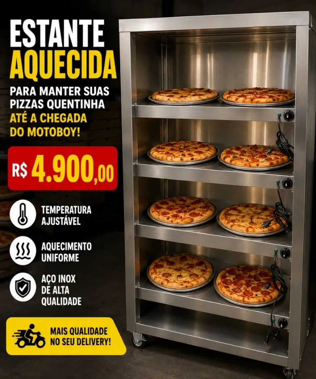 Estante aquecida para pizzas 