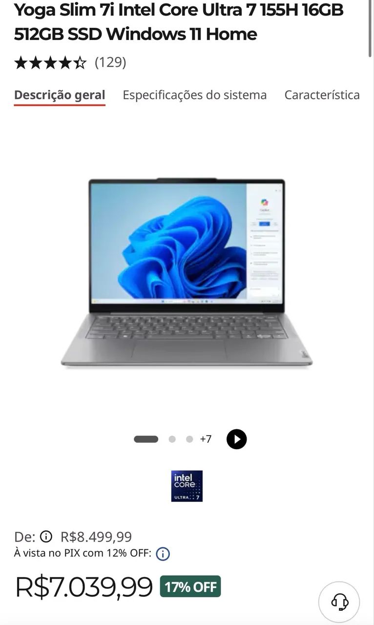 Notebook Lenovo Yoga Core Ultra 7 - Foto 4