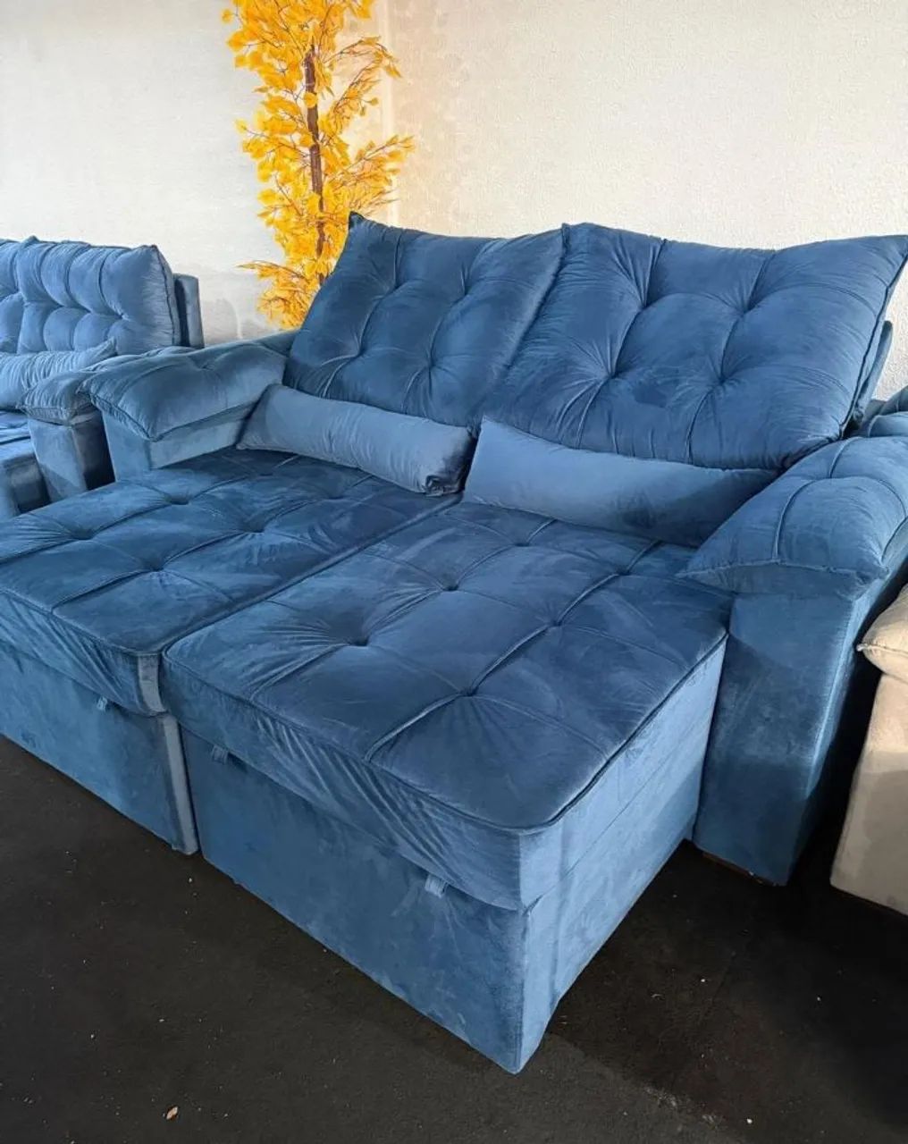 Sofá retrátil azul 2.mtrs 