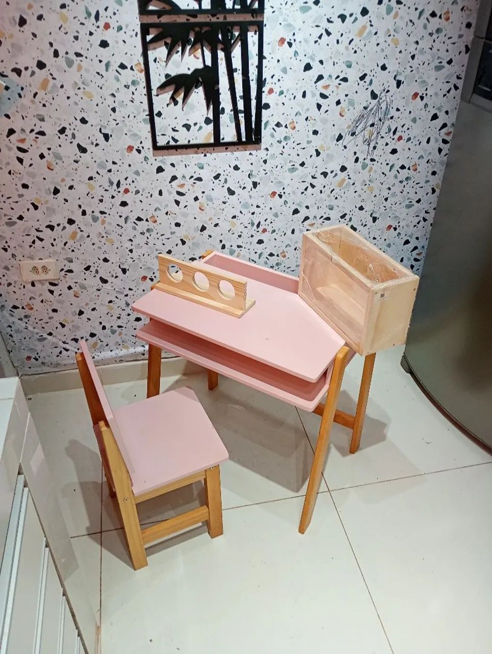 Kit infantil Escrivaninha Rosa Blush 