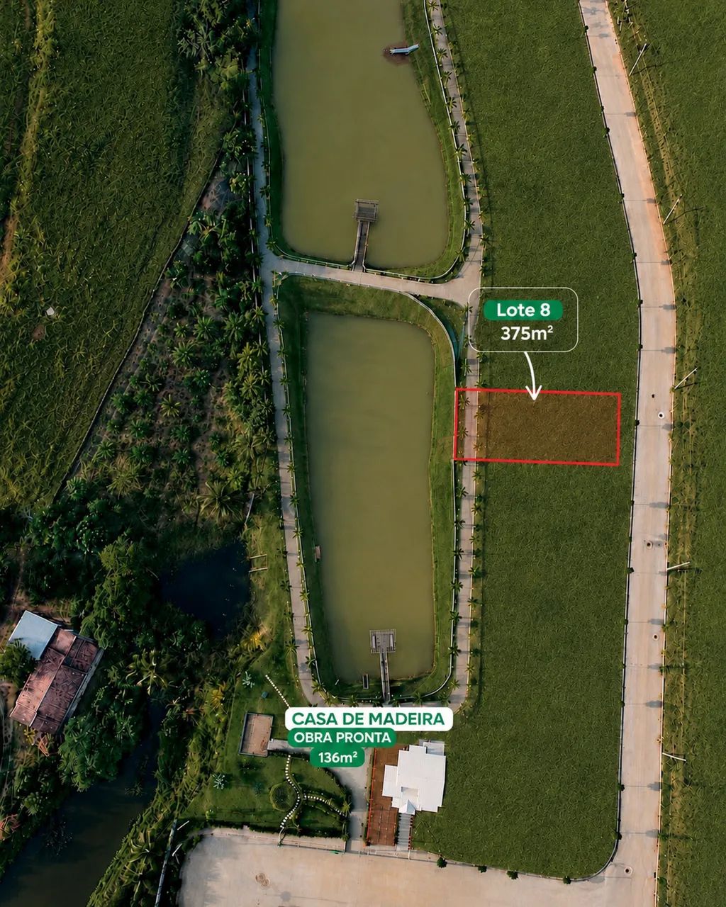 Lote de 375 m² fundos com vista para lagoa , condomínio - Itaguaçu/ES