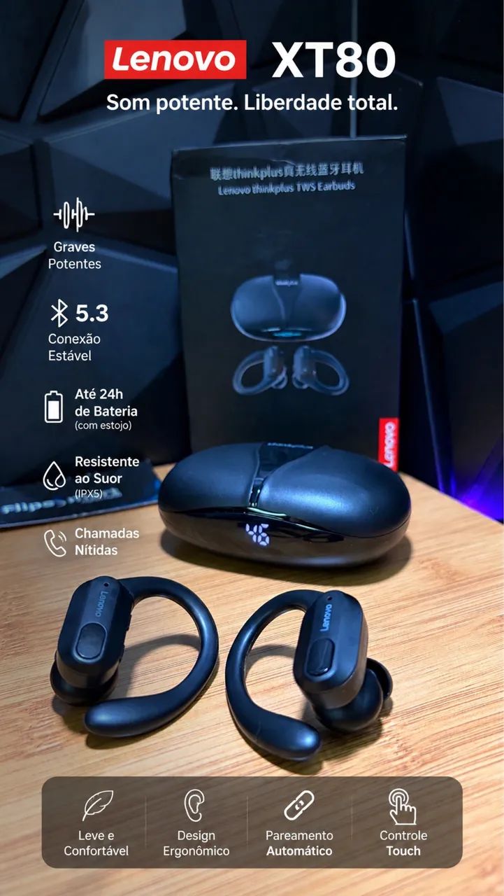 Fone Lenovo XT80(Lacrado e com Garantia)