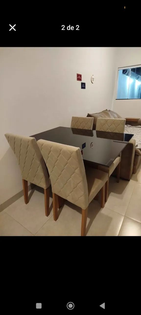 Mesa Nova 4 Cadeiras Tampo MDF Com Vidro Lacado  - Foto 4