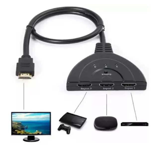 Hub Hdmi Switch 3x1 Adaptador conversor Cabo 3 Entradas x 1 Saída - Foto 2