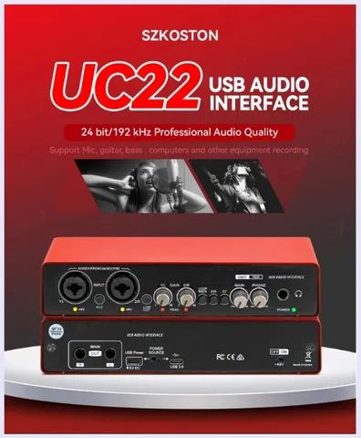 Uc22 Interface De Áudio Placa De Som Com Usb 3.0 Monitor Guitarra Gravação  Computador Profissional Placa De Som Para Estúdio Podcast Pc - Gravações  Profissionais De Áudio - AliExpress
