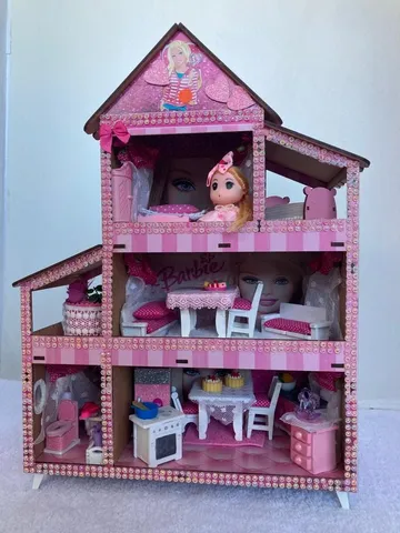 Casa Casinha Bonecas Polly Barbie Madeira Mdf Pintado