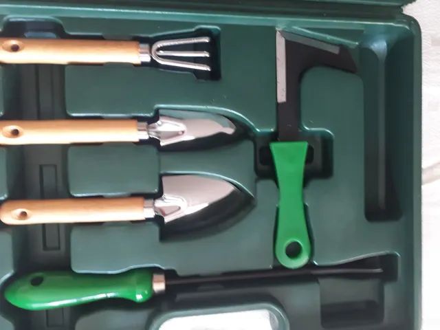 Conjunto de utensílios para jardim completo com mala para transporte 