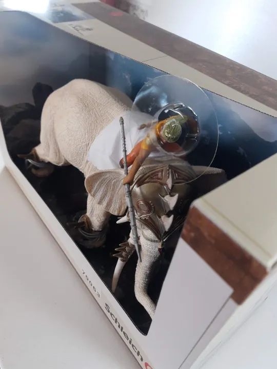 Schleich Elefante + Guerreiro 70063 Colecionável Tam. 20 cm x 29 cm x 9Cm. PVC, Raridade.  - Foto 3