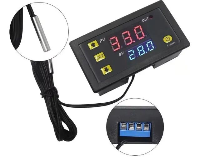Controlador Digital De Temperatura 12V  W3230 Termostato Com Sensor Ntc A Prova COD-AM323 
