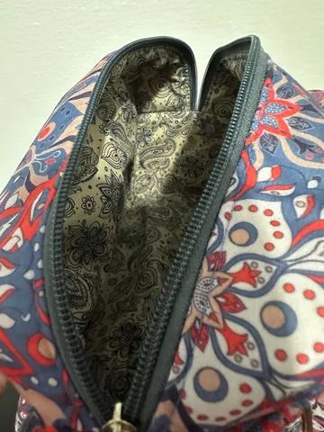 Bolsa média com estojo acoplado mandala vermelha com azul - Foto 3