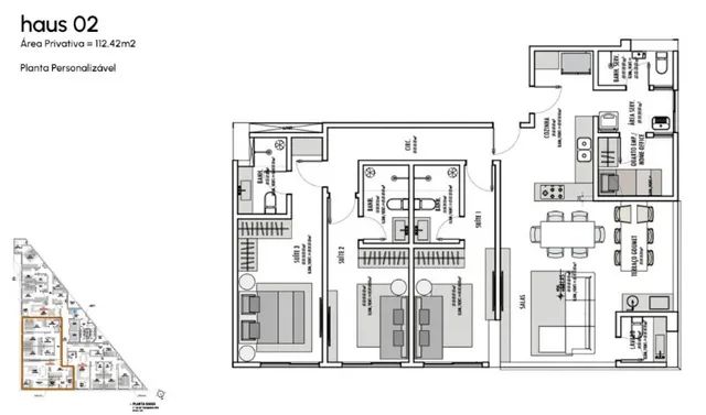 Apto 3/4 sendo 3 suítes no Edifício Haus Petrópolis de 95,32 m², 2 vagas por 854.000,00 - Foto 3