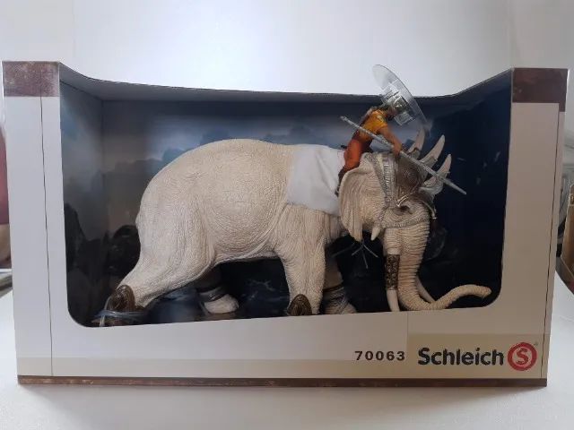 Schleich Elefante + Guerreiro 70063 Colecionável Tam. 20 cm x 29 cm x 9Cm. PVC, Raridade.  - Foto 5