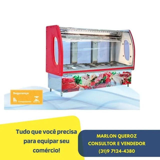 Balcao de Açougue Frigorifico Lateral Vermelha 