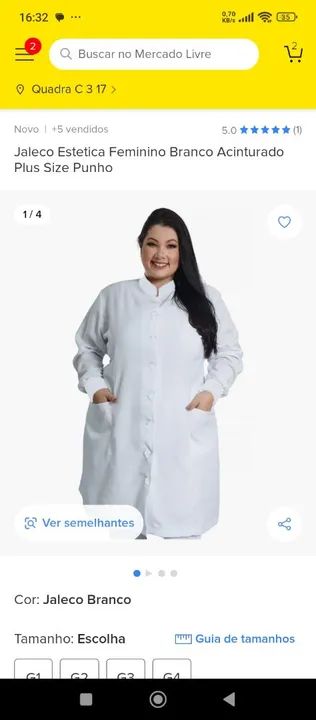 Jaleco Acinturado em Gabardine Gola Padre Com Punho - Foto 2