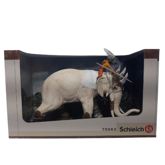Schleich Elefante + Guerreiro 70063 Colecionável Tam. 20 cm x 29 cm x 9Cm. PVC, Raridade.  - Foto 2