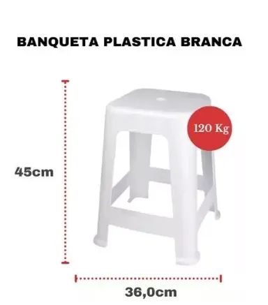 Banco Banqueta Plástica Mor 120Kg Branca