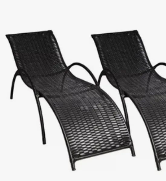 2 Cadeiras de Sol em Fibra Sintética Preta