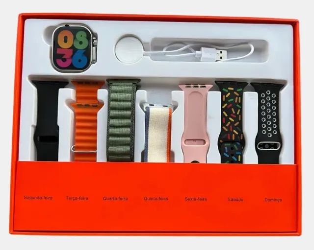 Relógio Smartwatch Ultra Com 7 Pulseiras