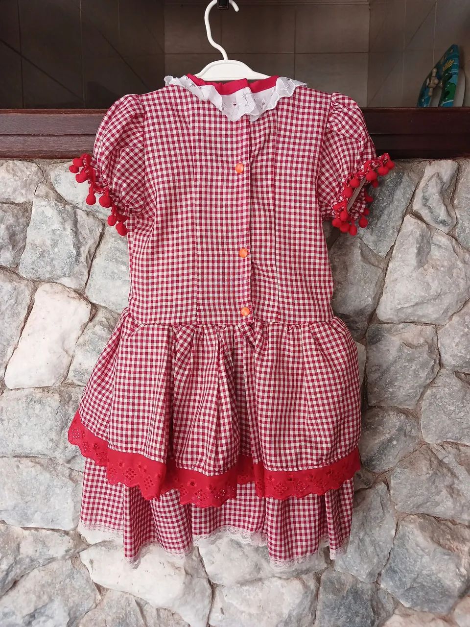 Vestido junino vermelho infantil - Foto 3