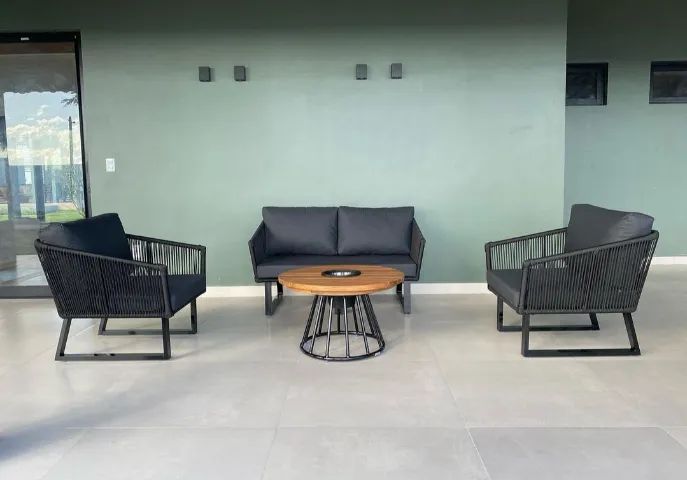 Sofá em corda náutica para jardim