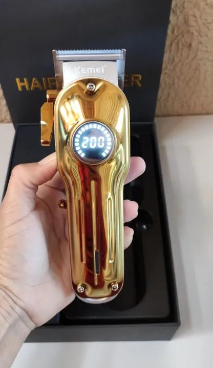 Maquina Profissional de Cortar Cabelo Kemei Gold - Foto 4