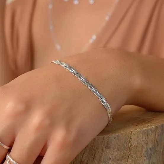 pulseira de prata 3 fios 