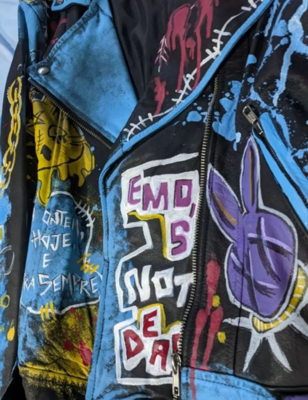 Jaqueta Couro LEGÍTIMO Personalizada Emo Forever  - Foto 4