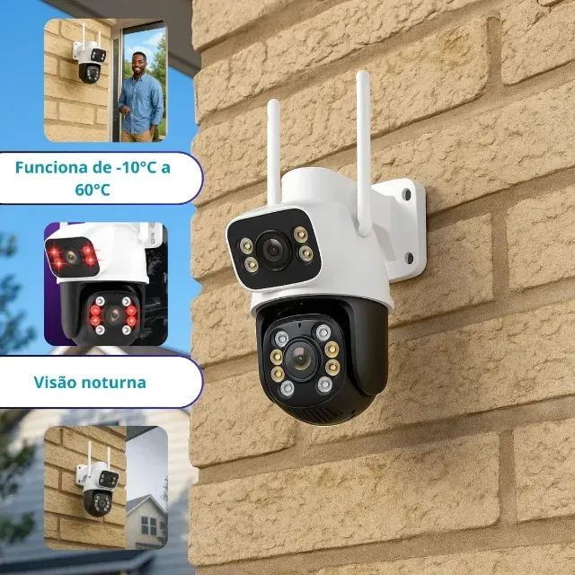 CAMERA DE SEGURANÇA WI-FI 2 LENTES DETECÇAO MOVIMENTO - Segurança