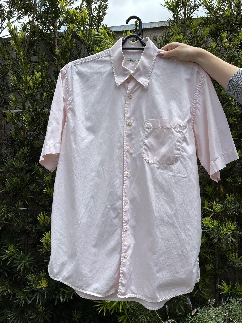 Camisa rosa claro masculina marca Base  - Foto 2