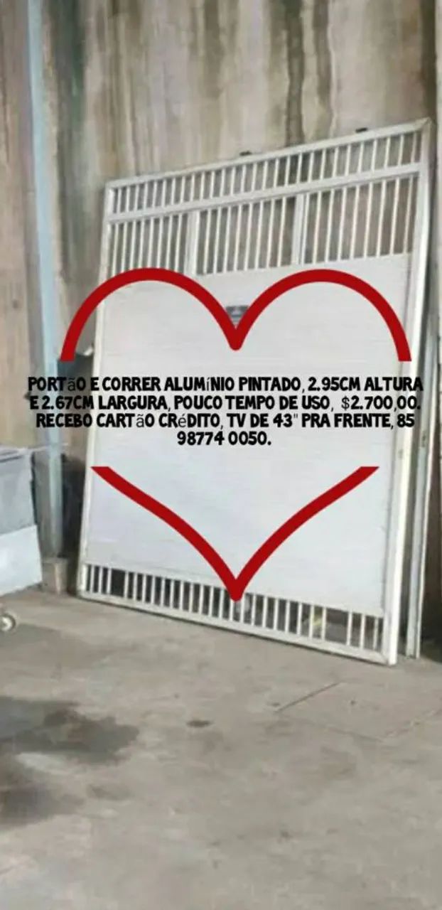 Portão e Correr Alumínio  2,95cm de Altura