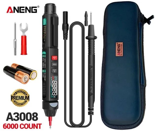 Multímetro Tipo Caneta Aneng 3008 Inteligente True Rms 6000 + Case + Pilhas + Brindes 2025