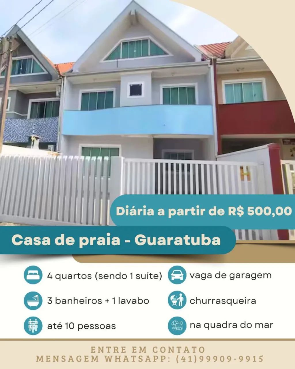 Sobrado na praia para até 10 pessoas 