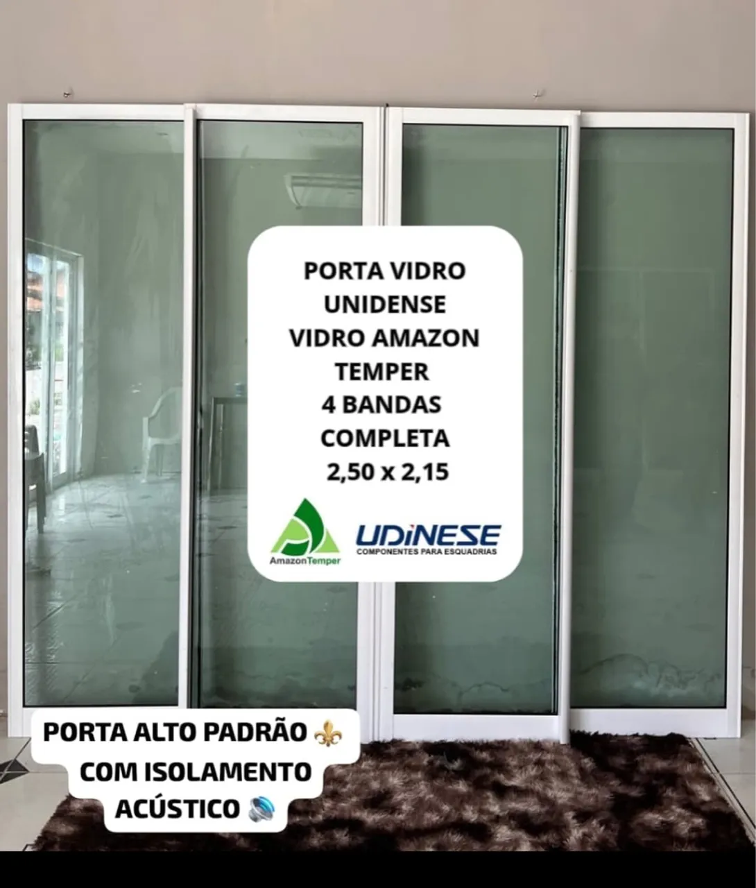 Porta de Vidro Unidense Amazon Temper 4 Bandas
