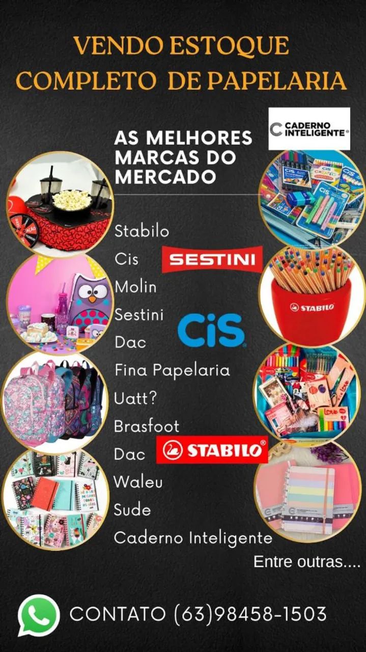 Vendo estoque completo papelaria e artigos para presente.